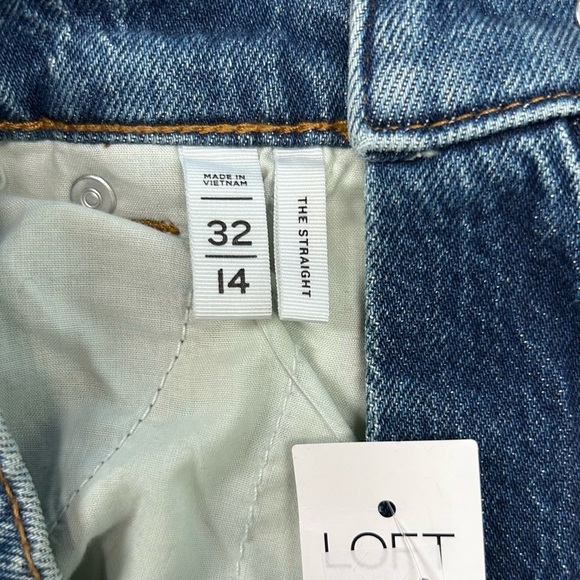 LOFT Pearl High Rise Straight Jeans in Authentic Vintage Mid Wash Embellished - Picture 10 of 11